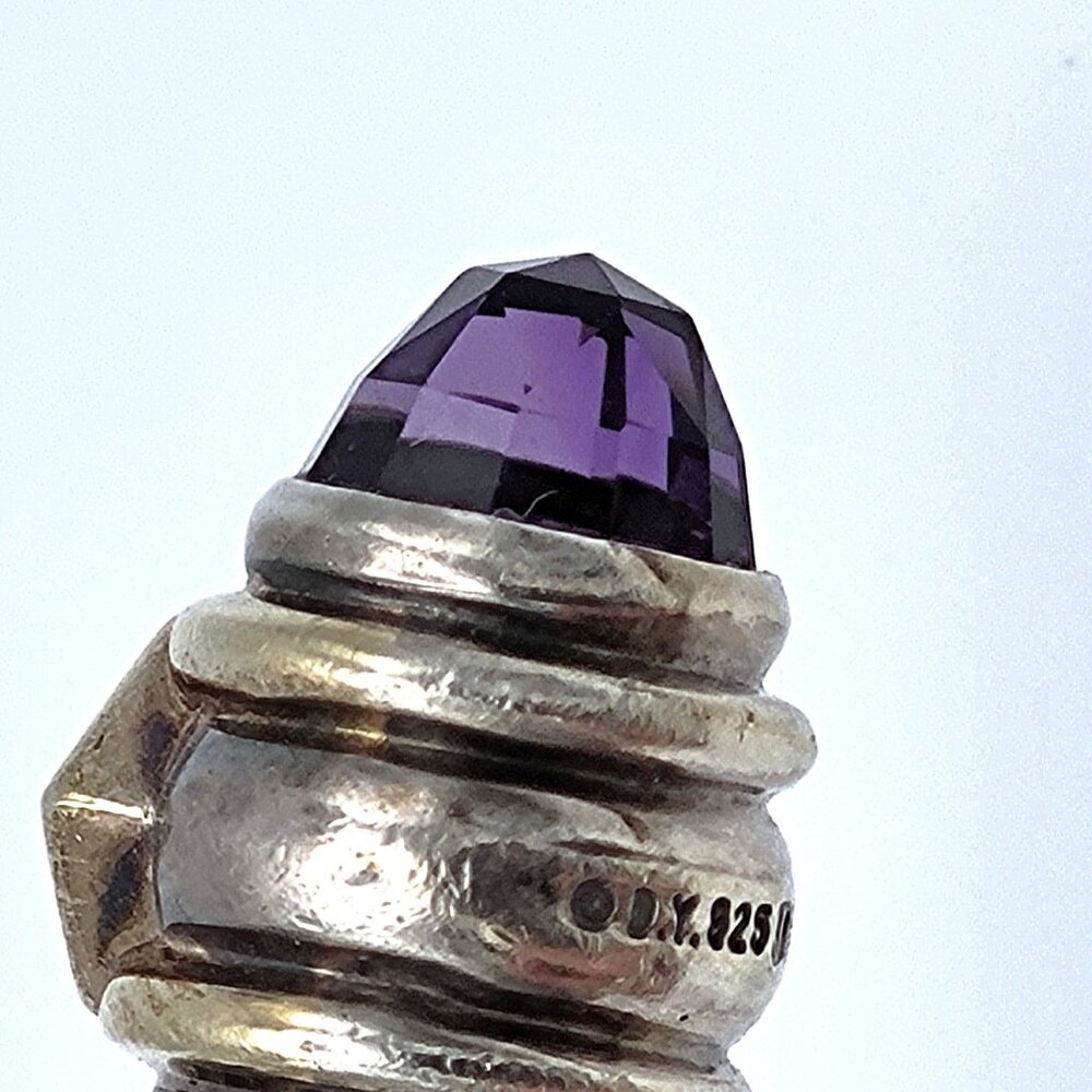 David Yurman 7mm Rennaissance Cable Amethyst & Garnet Bangle Cuff .925 & 14kt - Picture 5 of 10